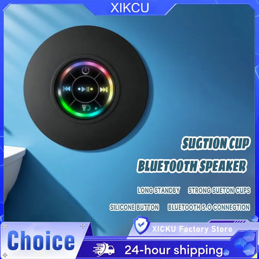 XIKCU Bathroom Waterproof Wireless LED Bluetooth Speaker Large Suction Cup Mini Portable Speaker Outdoor Sports Stereo Speaker Techelectronicx
