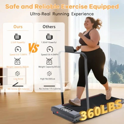 Walking Pad with Handle Bar 3 in 1 Under Desk Treadmill with Hiking Mode 2.5HP Low Noise Walking Treadmill Pad with Remote Cont TechElect