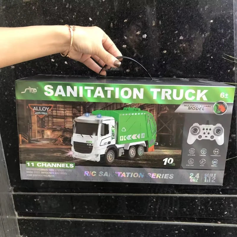 11 Channels Alloy Remote Control Garbage Truck Toys for Kids Simulation Sanitation Dump Truck Model RC Car Boys Birthday Gifts Techelectronicx
