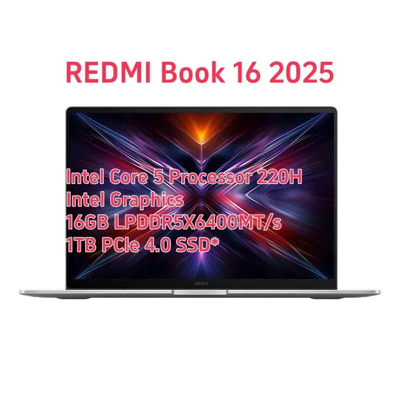 Xiaomi Redmi Book 16 2025 Laptop Intel Core 5 220H/210H Processor 16" Notebook 16G/32G DDR5+ 512G/1T SSD Study Office Ultrabook Techelectronicx