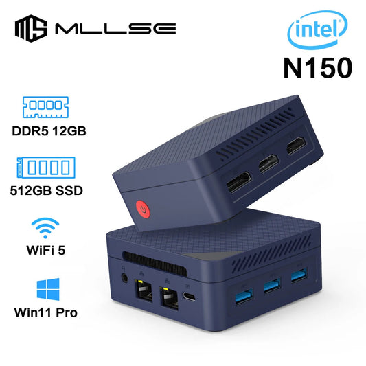 MLLSE G2 Pro Mini PC - Intel N150 LPDDR5 12GB RAM 512GB ROM Windows 11 pro Dual Band WiFi 5 BT5.2 Desktop Gaming Computer Techelectronicx