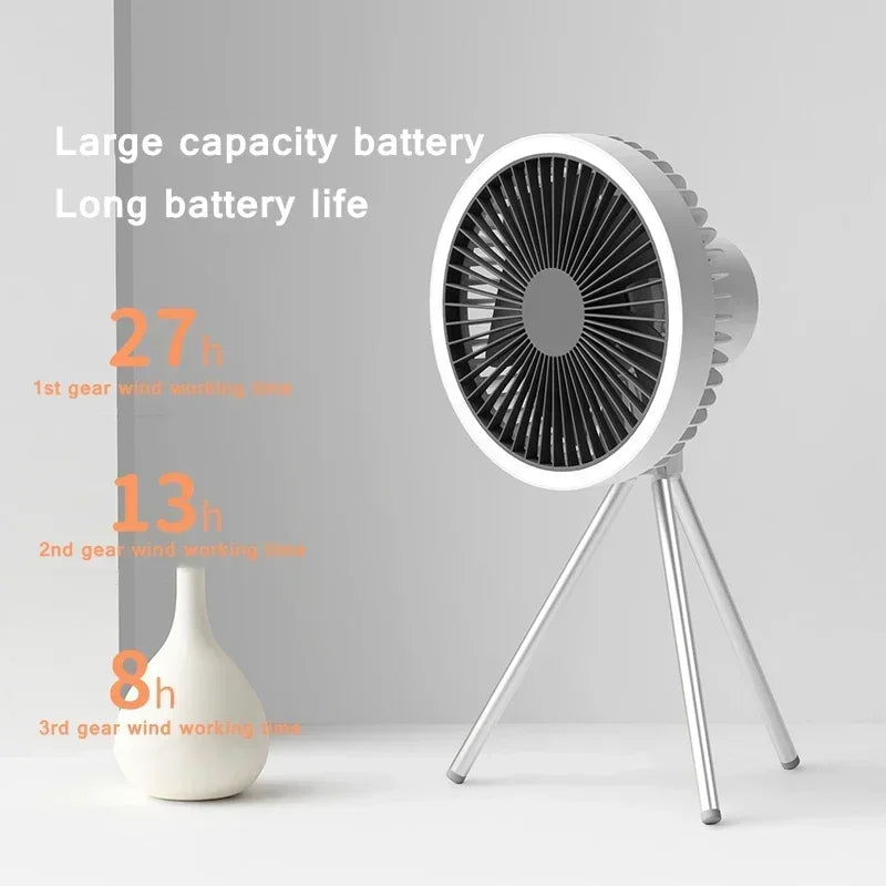 10000mAh Portable Fan Home Outdoor Camping Fan LED Lighting Tripod Stand Desktop with Power Bank Wireless Ceiling Electric Fan Techelectronicx