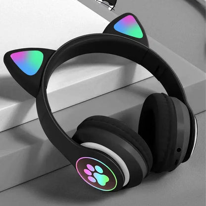 Headband wireless headphones, Jerry 5.0, long battery life, high sound quality, cat ears, wireless headphones for music/games - TechElect