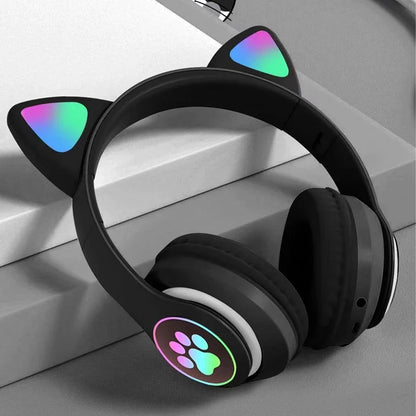 Headband wireless headphones, Jerry 5.0, long battery life, high sound quality, cat ears, wireless headphones for music/games - TechElect