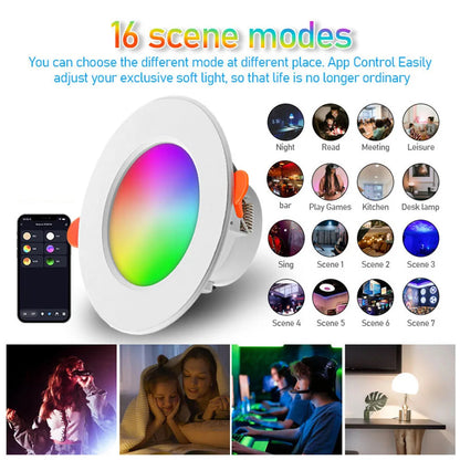 1-10PCS LED Downlight Bluetooth TUYA 110/220V Dimmable Spot Light Recessed Round Light Spot Bluetooth Lamp For Alexa Google Home Techelectronicx