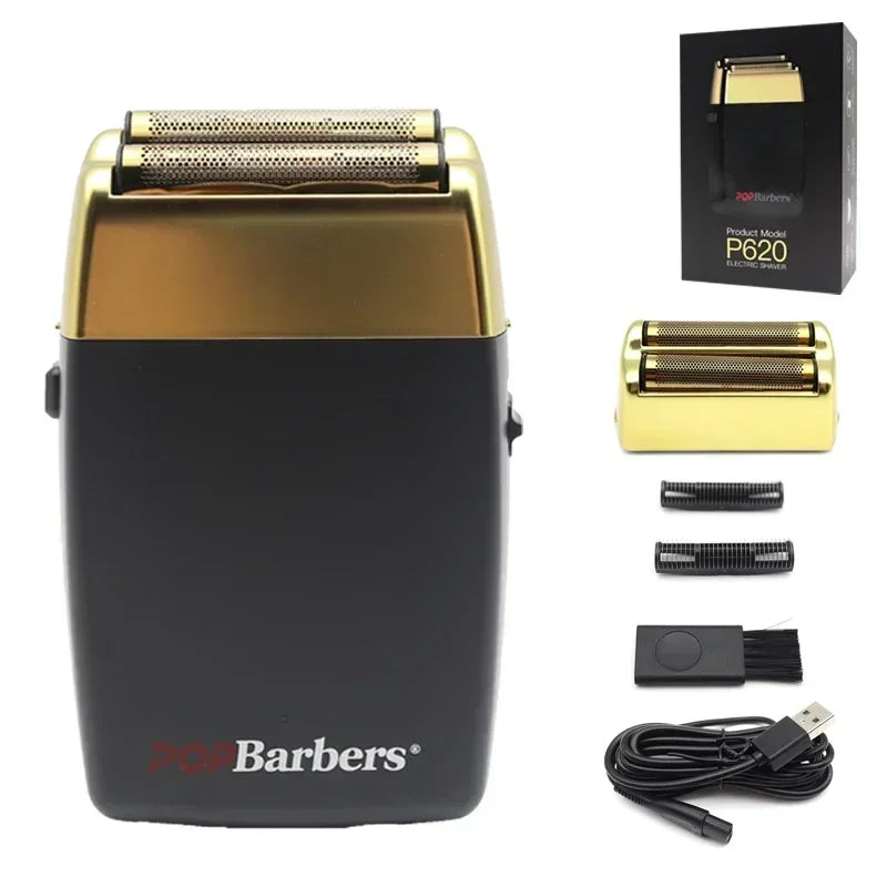 11000 RPM POP Barbers P620 Professional Electric Men's Beard Trimmer Double Foil Shaver Electric Shaver USB Hair Cutting Machine Techelectronicx