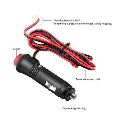 1.5m Male Car Cigarette Lighter Socket Power Plug Adapter On Off Switch Fuse 12V 24V Cigar Lighter Power Cord Wire Adapter Techelectronicx