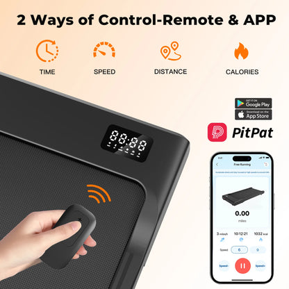 Walking Pad Under Desk Treadmill 2 in 1 Portable Treadmill with Remote Control LED Display 2.5HP Walkingpad for Home&Office TechElect