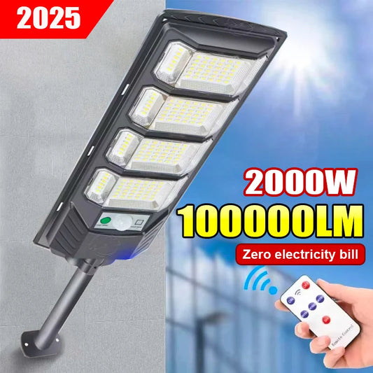 100000LM 2000W/1500W/1000W Solar Led Light Outdoor Powerful Outdoor Motion Sensor Solar Lamp Waterproof Garden Street Lamp TechElect