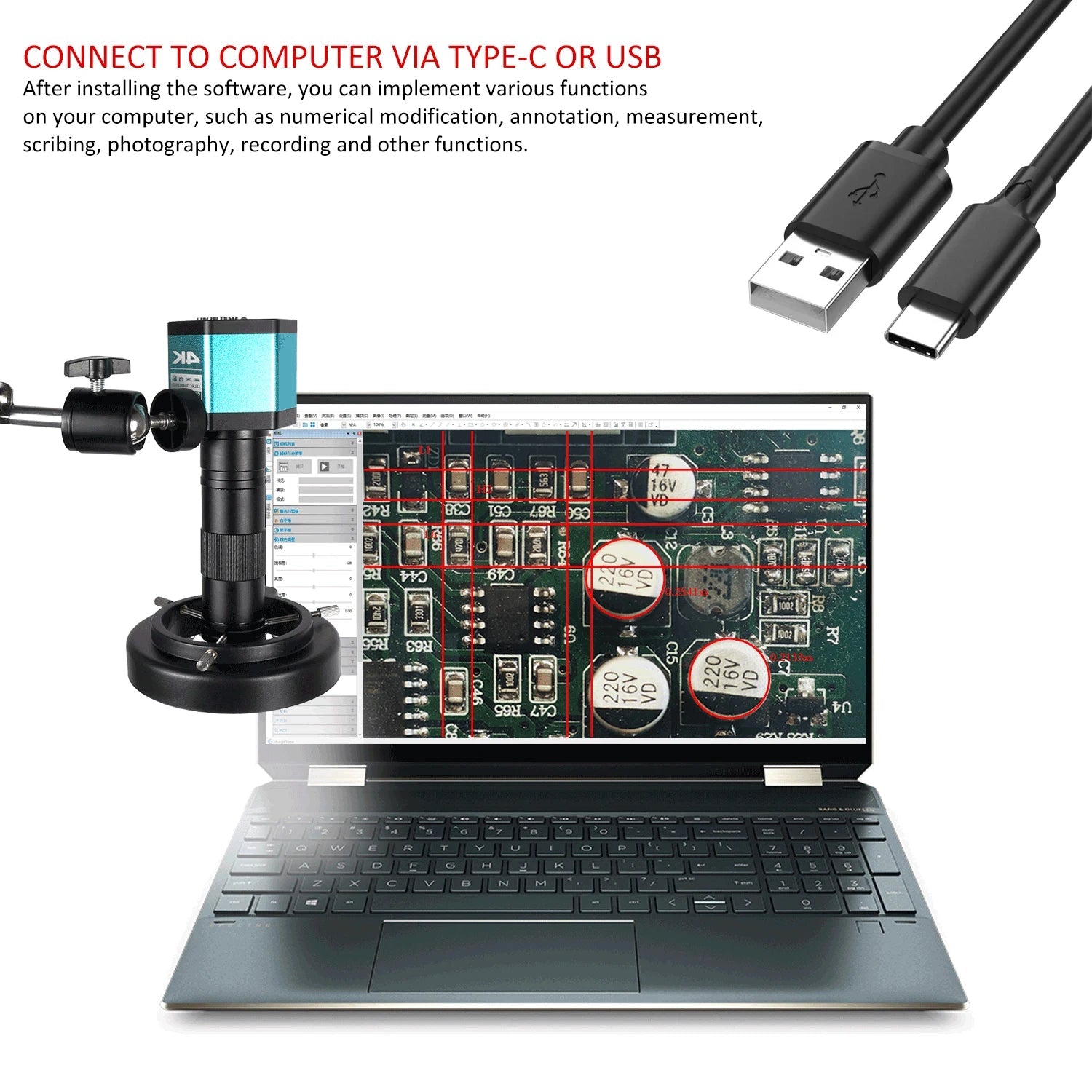 YIZHAN Full HD Digital Microscope Electronic 4K Soldering Microscope HDMI VGA USB 150x Lens Upgraded Reinforced Bracket Original Techelectronicx