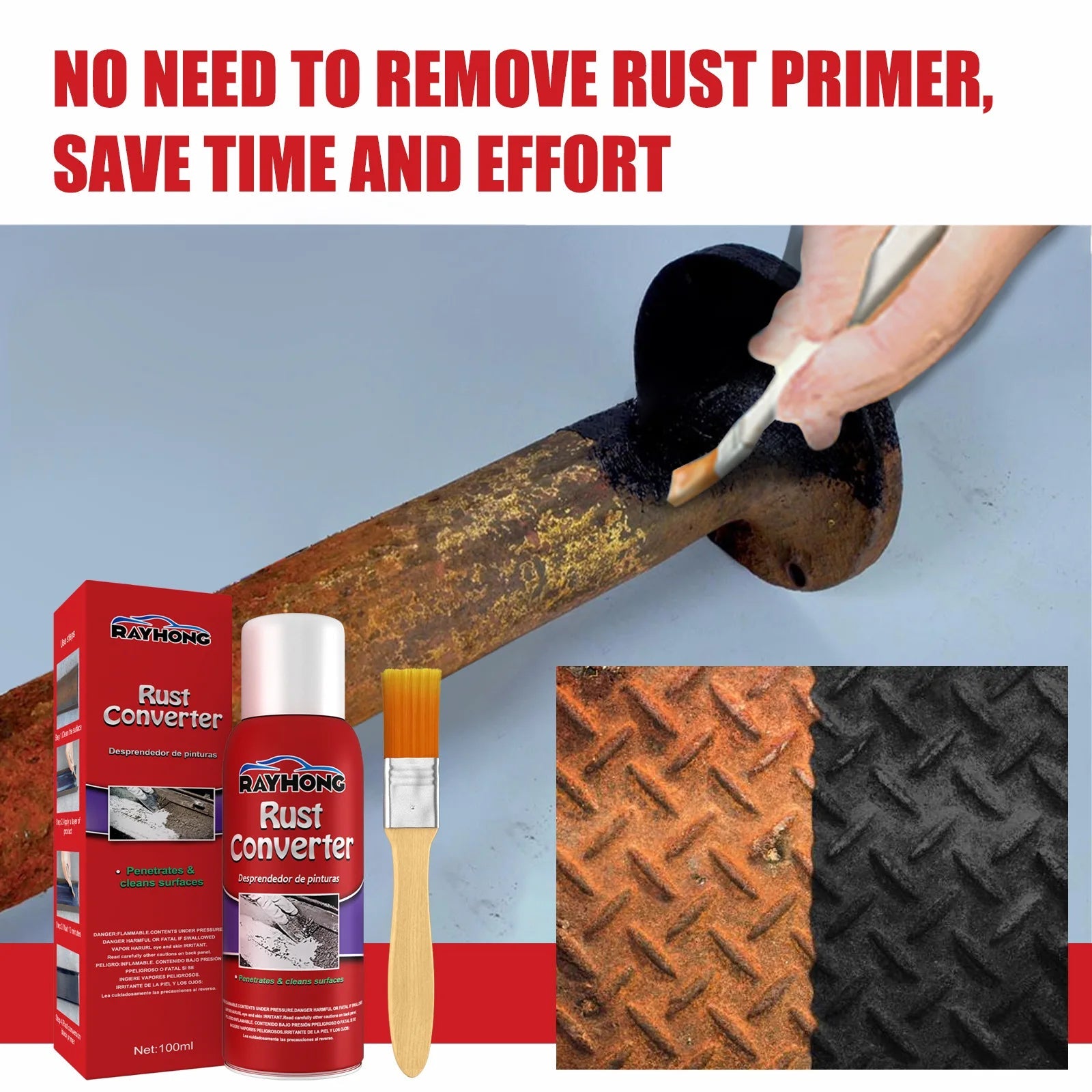 100ml Car Chassis Rust Converter Multi Purpose Water Based Metal Rust Remover Repair Protect Iron Metal Surfaces Maintenance Techelectronicx