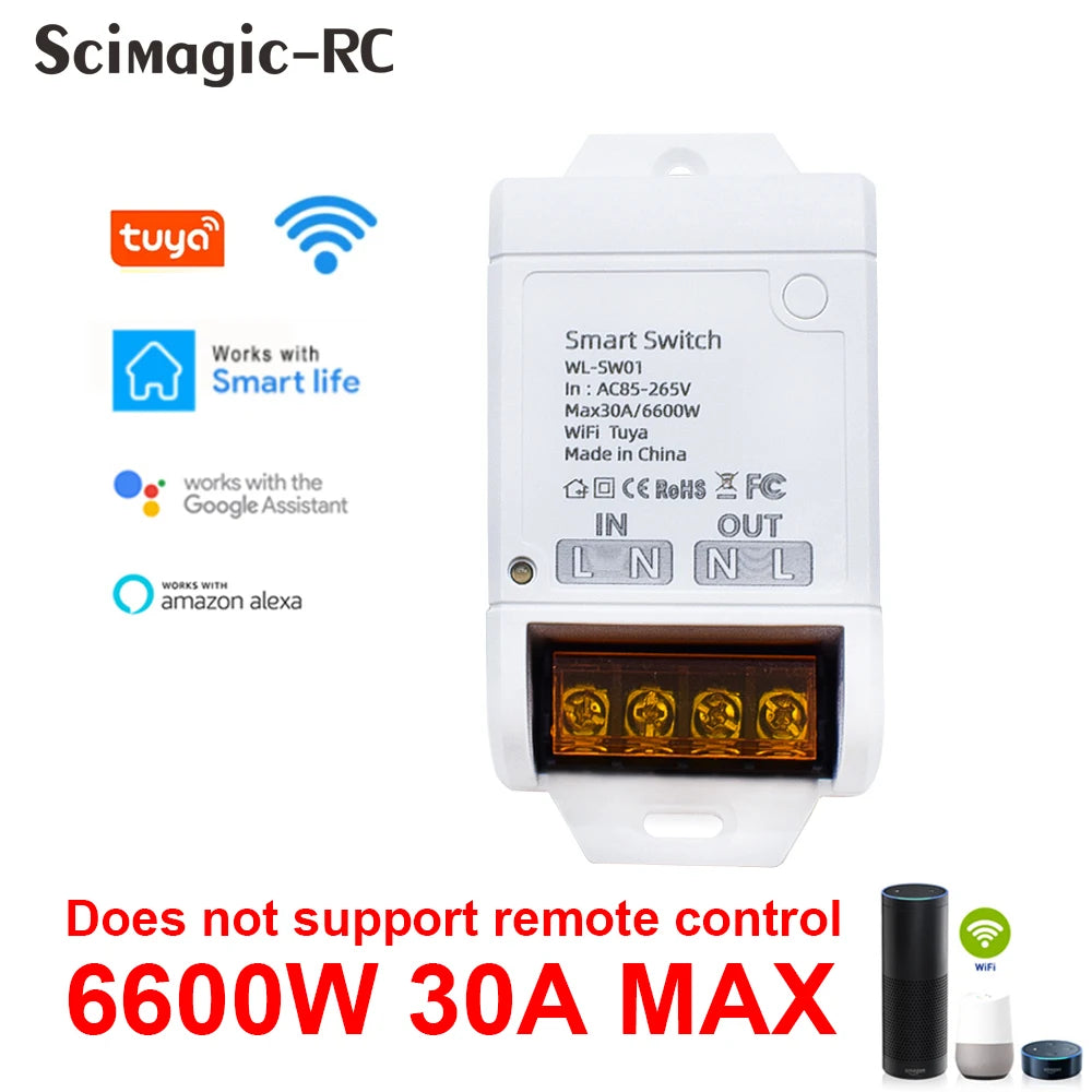 ZIGBEE/WiFi Smart Switch 30A 6600W/4000W Tuya Relay Module AC DC 7-32V 85-250V Timer Home Automation Alexa DIY Smartlife APP Techelectronicx