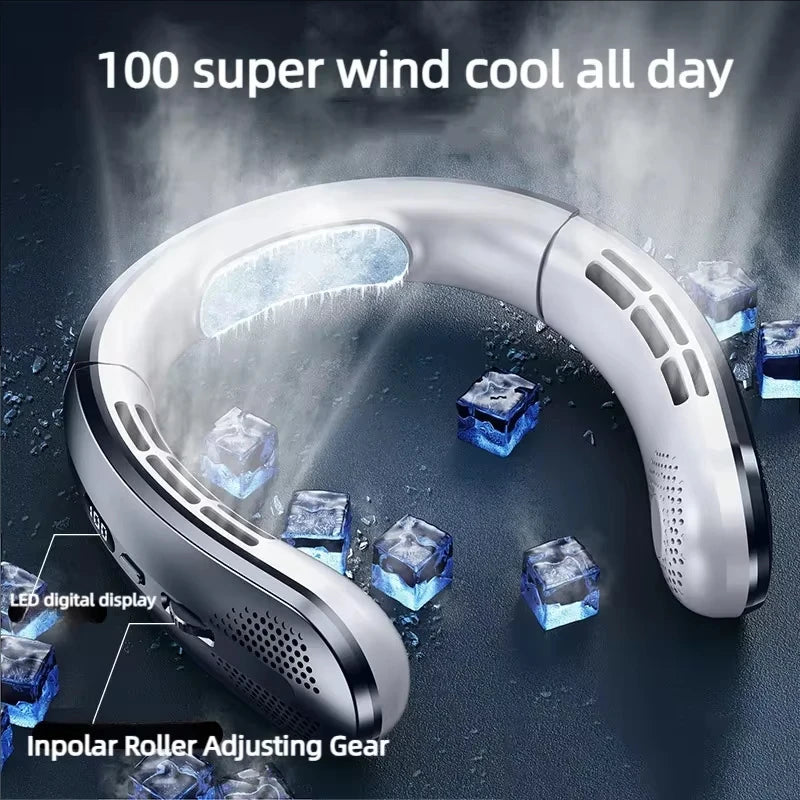 Xiaomi 8000mAh Hanging Neck Fan USB Portable Bladeless Mini Rechargeable Mute LED Digital Display Electric Fans Air Cooler Hot Techelectronicx