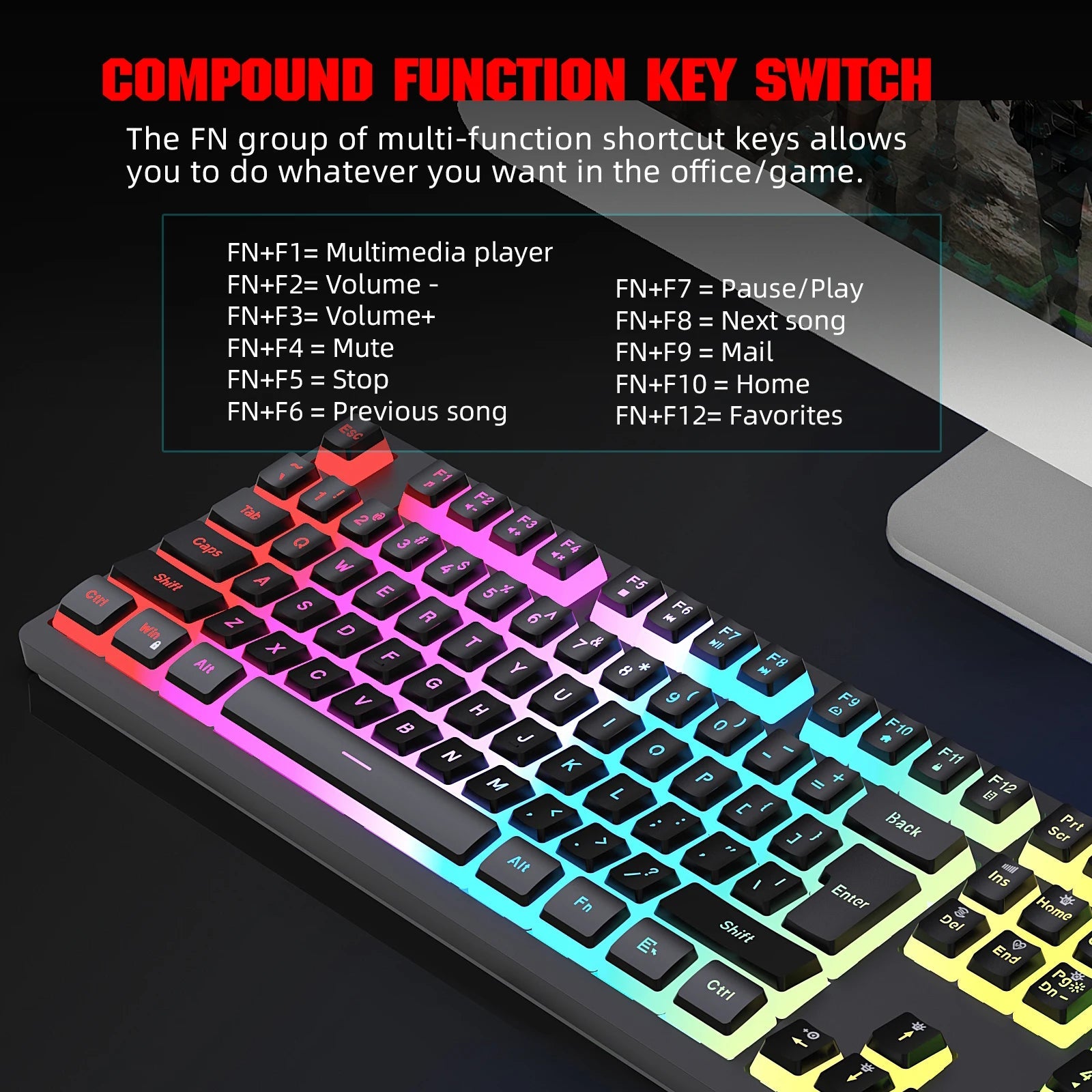 104 Keys RGB Backlit Game Keyboard Mouse Combos RGB Pudding Keyboard Cool Glowing Gaming Mouse for Home Office Gamer Techelectronicx