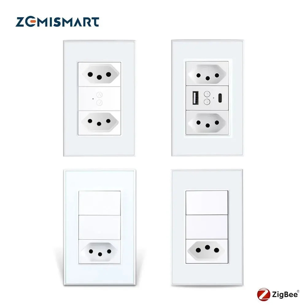 Zemismart Zigbee Smart Socket - Voice Control with Alexa & Google Home, Compatible with Tuya, 10A/20A for Brazil Outlets TechElect