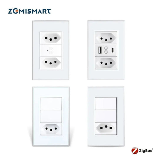 Zemismart Zigbee Smart Socket - Voice Control with Alexa & Google Home, Compatible with Tuya, 10A/20A for Brazil Outlets TechElect