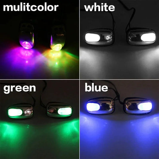 1 Pair Car Light Wiper Hood Windshield Water Spray Nozzle Washer Lamp 12V Universal Jet Water Spray Nozzle Spout with LED Light Techelectronicx