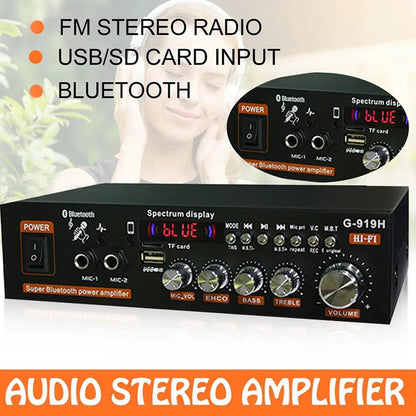 1000W G-919H Home Power Amplifier HIFI Bluetooth 5.0 Audio AMP Audio Amplificador Subwoofer Speakers 220V/110V FM USB Amplifiers Techelectronicx