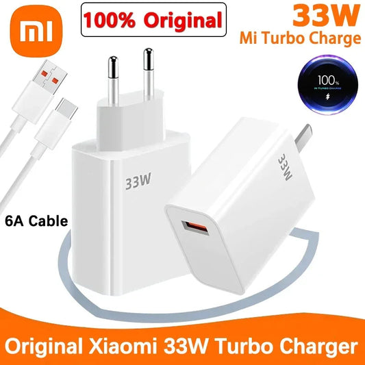 Xiaomi 33W Original Fast Charger  QC 3.0 USB TypeC Cable 6A Quick Charging Turbo Charge Mobile Phone Charger Adapter For Samsung TechElect