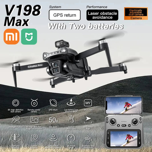Xiaomi V198Max GPS Drone 4K Professional 8K HD Two Camera Dron Brushless Motor 5G WIFI FPV RC Quadcopter Helicopter wish Screen Techelectronicx
