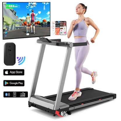 3.5HP Foldable Incline Home Treadmill Walking Pad with Handle Bar Holder 350LBS Capacity Touch Screen Smart App Data Monitoring TechElect