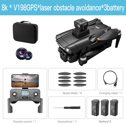 Xiaomi Mijia V198GPS MAX Drone 8K Professional Brushless Motor Laser Obstacle Avoidance Foldable Quadcopter Aerial Optical RCToy Techelectronicx