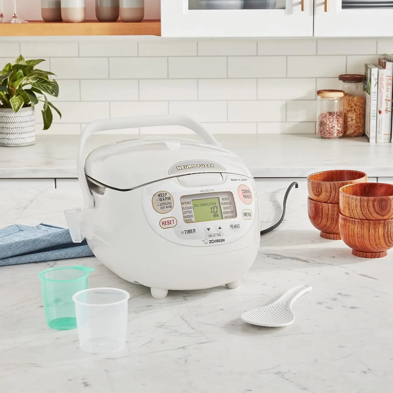 Zojirushi NS-ZCC10 5-1/2-Cup Neuro Fuzzy Rice Cooker and Warmer, Premium White TechElect