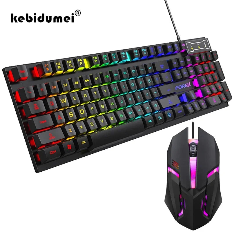 104 key Backlit Mechanical Keyboard Wired Gaming Keyboard waterproof Luminous keyboard And Mouse Set for Gamer PC Laptop Office Techelectronicx