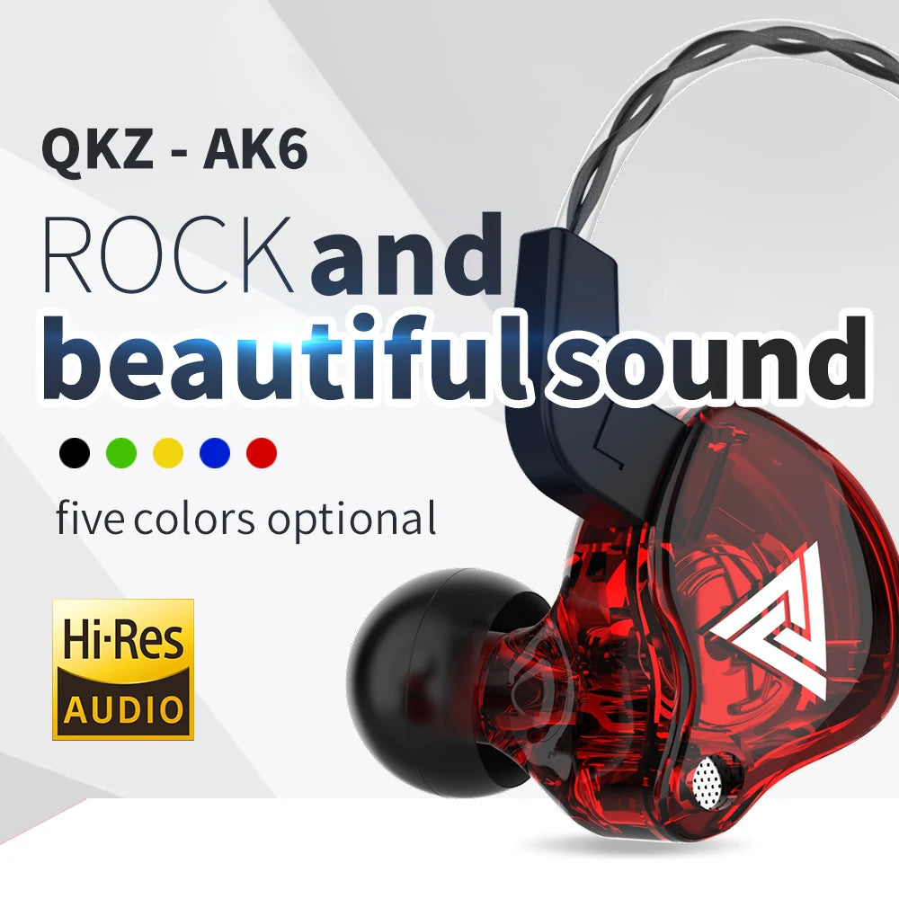 3.5mm Cable Wired Earphones QKZ AK6 HiFi Sound Quality Earphone With Wire Gaming Headset Gamer Headphones Bass Cheap Sale Earbud - TechElect