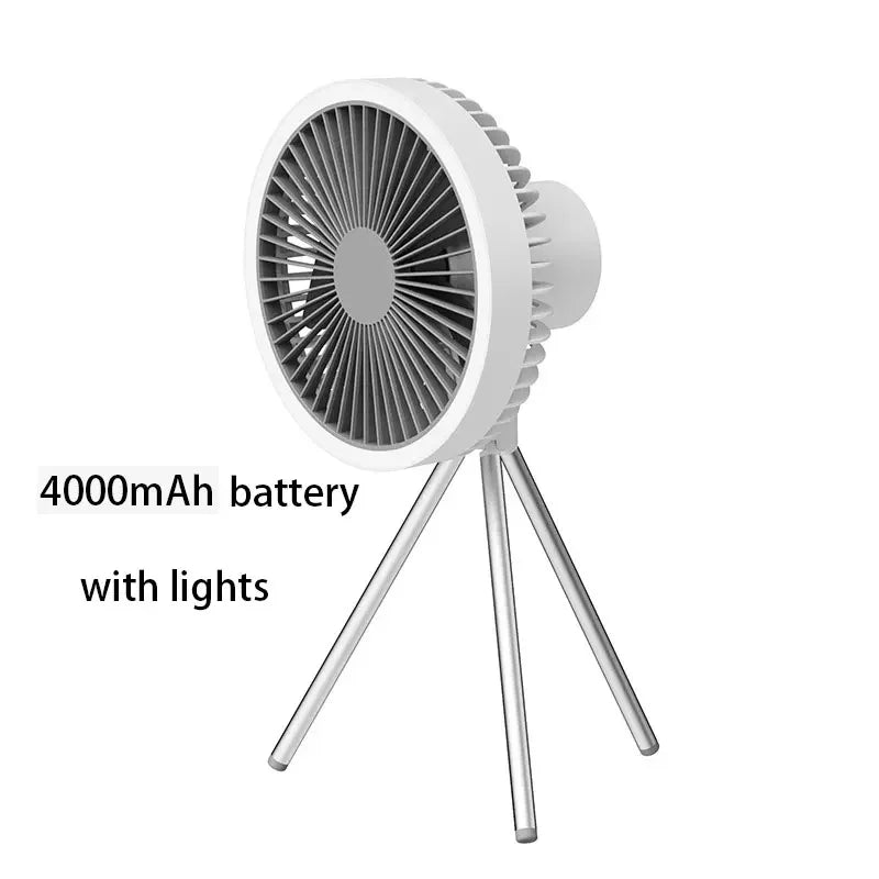 10000mAh Portable Fan Home Outdoor Camping Fan LED Lighting Tripod Stand Desktop with Power Bank Wireless Ceiling Electric Fan Techelectronicx