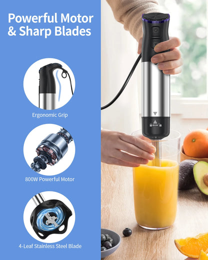 1000W Electric Immersion Handheld Blender, 5 in 1 Kitchen Hand Blender for soups, smoothies, purees and baby food. TechElect