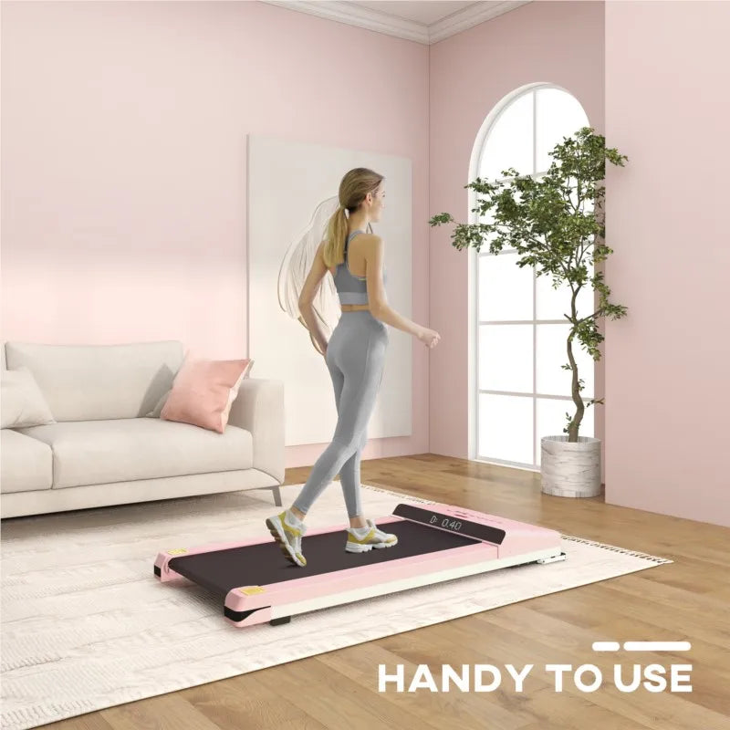 US Stock Under Desk Treadmill, Portable Walking Pad With Foldable Wheels, Remote Control, LED Display, Pink TechElect