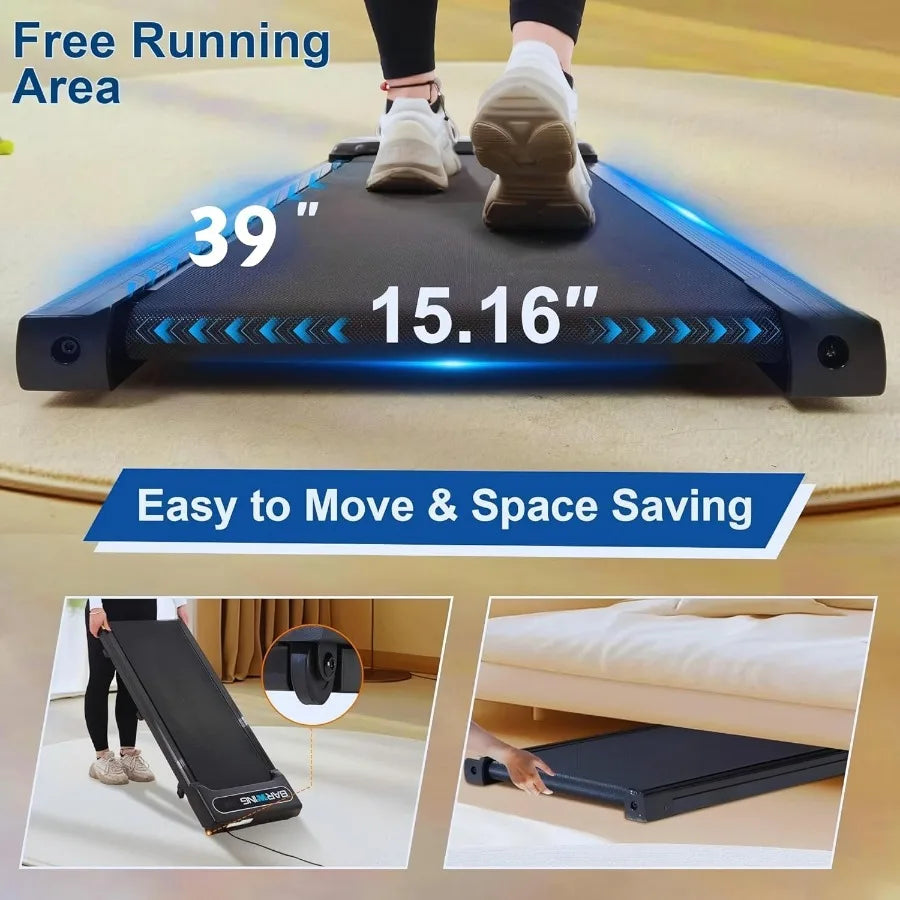 6.5MPH Walking Pad Treadmill Under Desk Walking Pad with Incline 330 lbs Mini Portable Walking Treadmill for Home Small Office TechElect