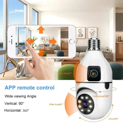 8MP E27 Bulb WIFI Camera Dual Lens Smart Home Surveillance Camera AI Human Tracking Voice Alarm Two-way Audio Color Night Vision TechElect