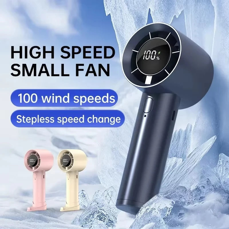 Xiaomi Portable Ice Cooling Mini Handheld Fan 100 Speeds Powerful Fan High-speed USB Rechargeable Cooler with Phone Stand 2025 Techelectronicx