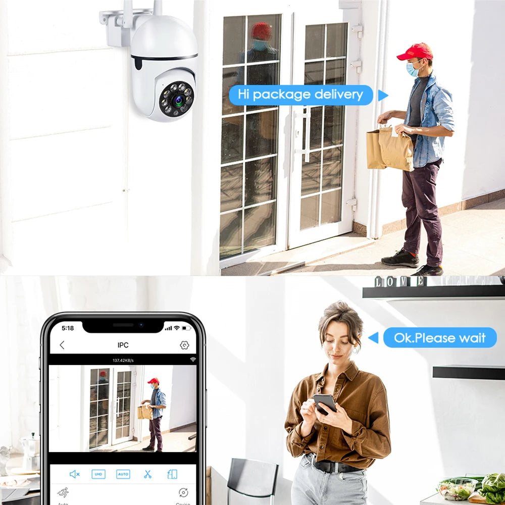 8MP Wifi IP Outdoor Wireless Security Surveillance PTZ Camera 4X Zoom Cameras AI Human Tracking Two-way Audio HD Night Color Cam TechElect