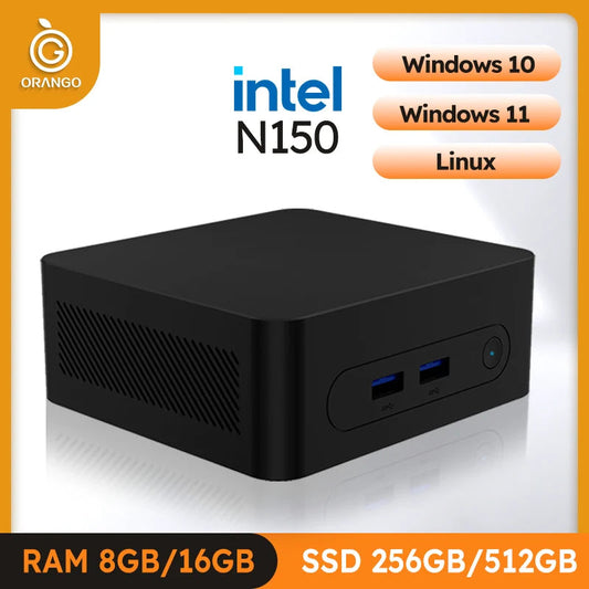 ORANGO Mini PC Windows 11 Intel N150 Desktop Gaming Computer DDR4 16GB RAM 256GB/512GB SSD WIFI5 BT4.2 Mini PC Gamers 4K@60Hz Techelectronicx