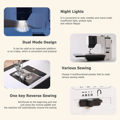 12 Stitches Mini Electric Sewing Machine with Sewing Table and 113PCS Sewing Kit Multifunctional base design TechElect