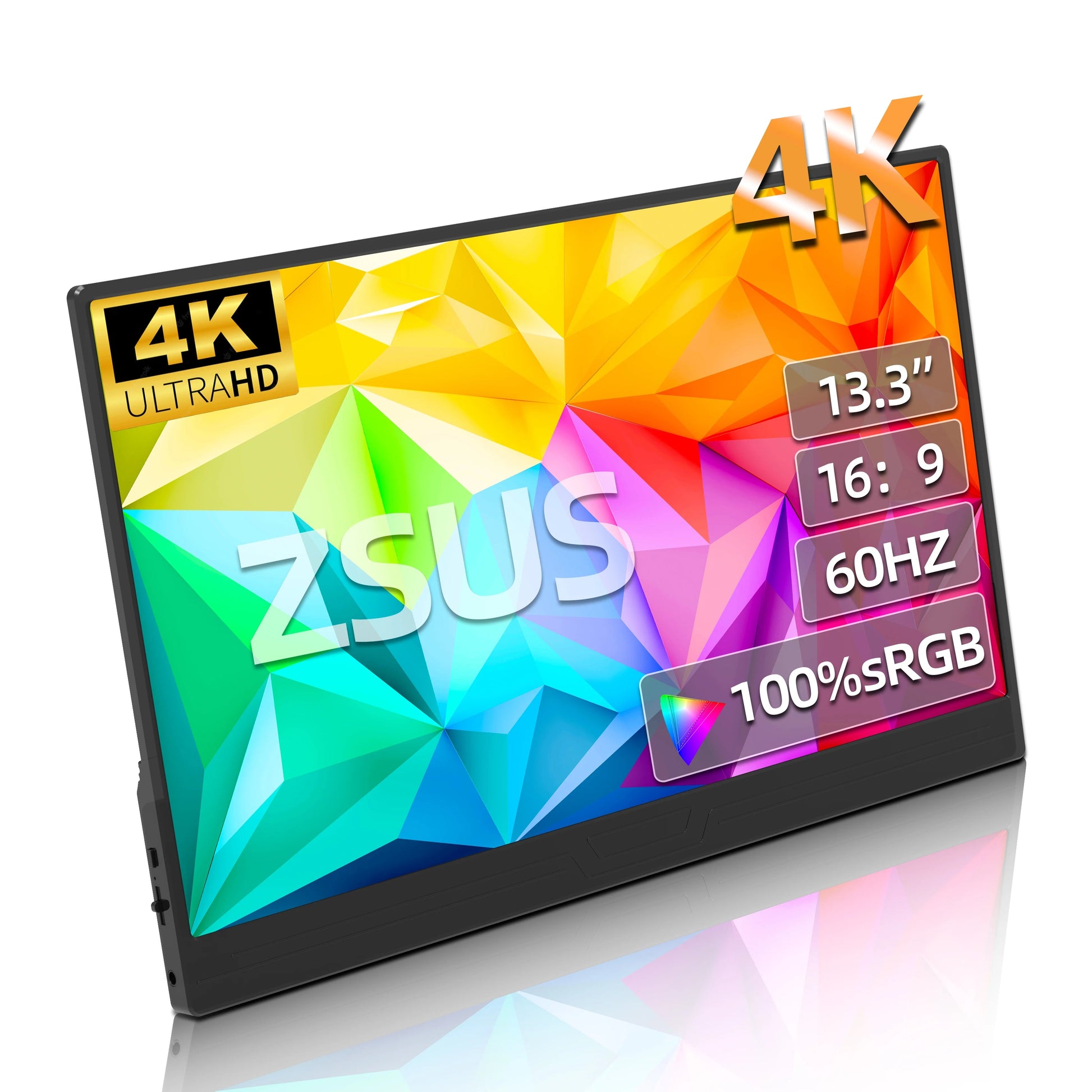 ZSUS 3840*2160 13-inch 4K Portable Monitor 60HZ For Laptop XBox PS4 / 5 Switch TV Box Cell Phone PC Extension Mobile Techelectronicx