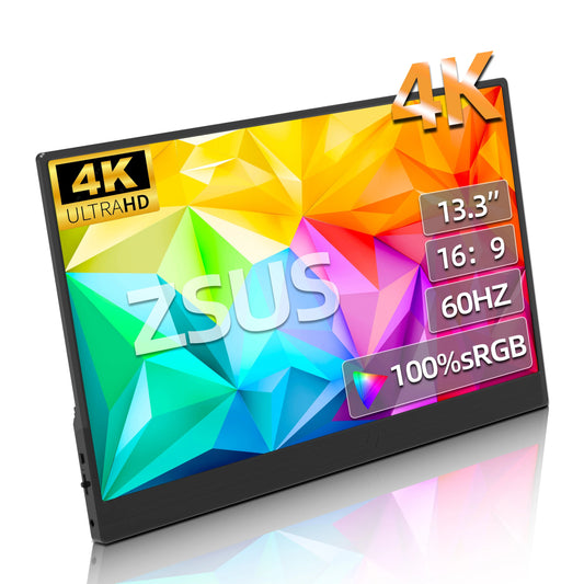 ZSUS 3840*2160 13-inch 4K Portable Monitor 60HZ For Laptop XBox PS4 / 5 Switch TV Box Cell Phone PC Extension Mobile Techelectronicx