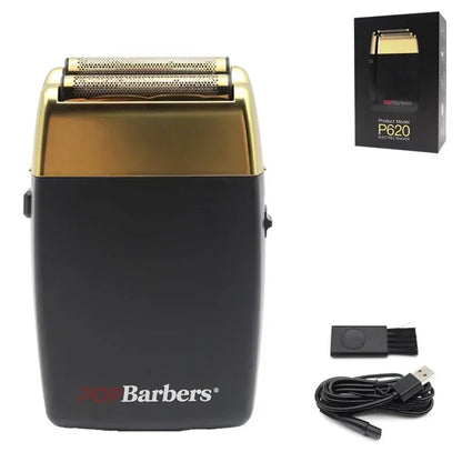 11000 RPM POP Barbers P620 Professional Electric Men's Beard Trimmer Double Foil Shaver Electric Shaver USB Hair Cutting Machine Techelectronicx