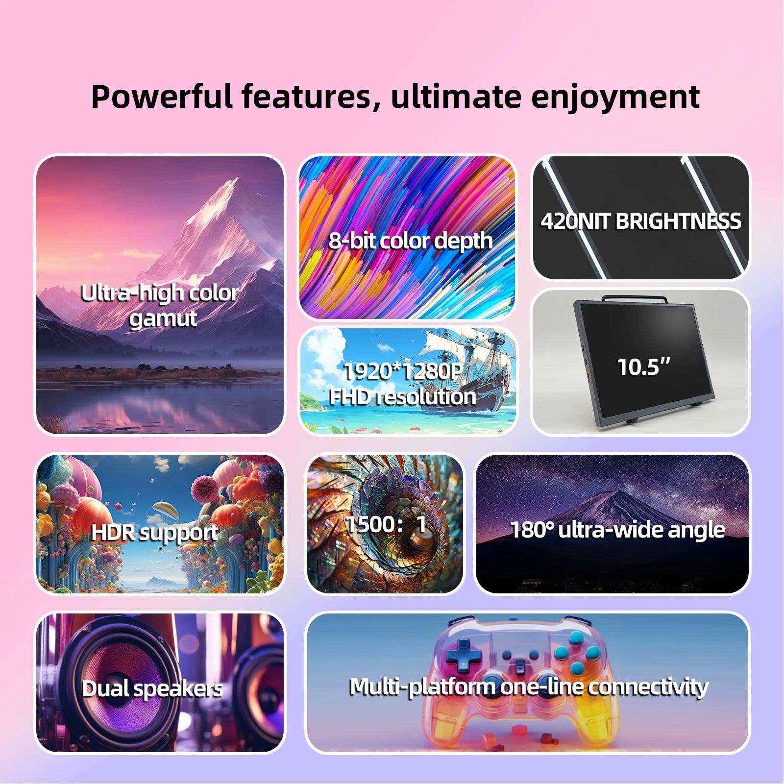 ZSUS 10.5-Inch Portable Monitor 1280P 100%sRGB 15:10 Low Blue Light For XBox PS4 / 5 Switch Cell Phone PC Loptop Extension Techelectronicx