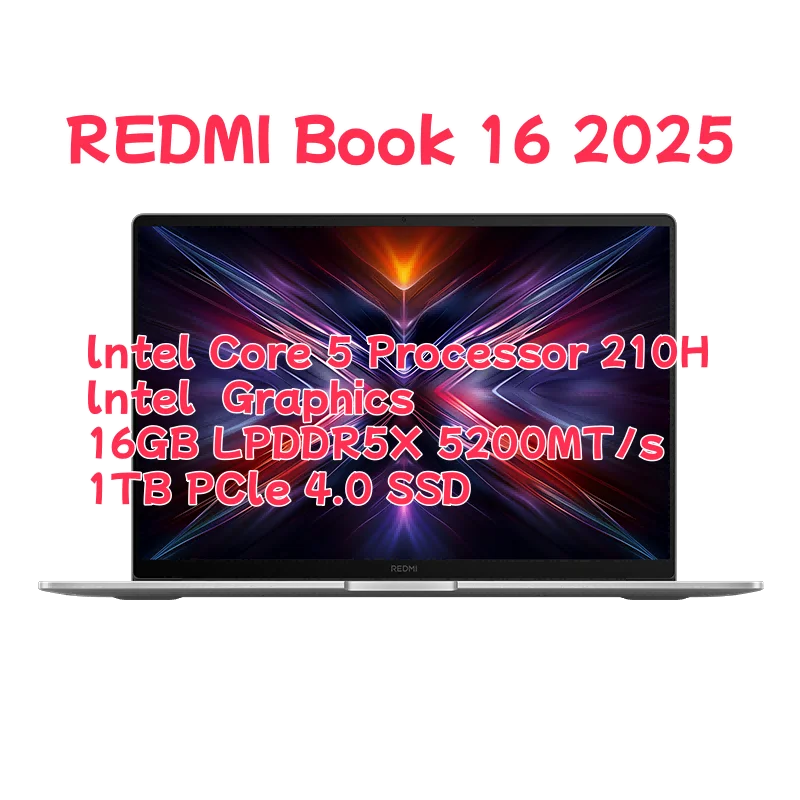 Xiaomi Redmi Book 16 2025 Laptop Intel Core 5 220H/210H Processor 16" Notebook 16G/32G DDR5+ 512G/1T SSD Study Office Ultrabook Techelectronicx