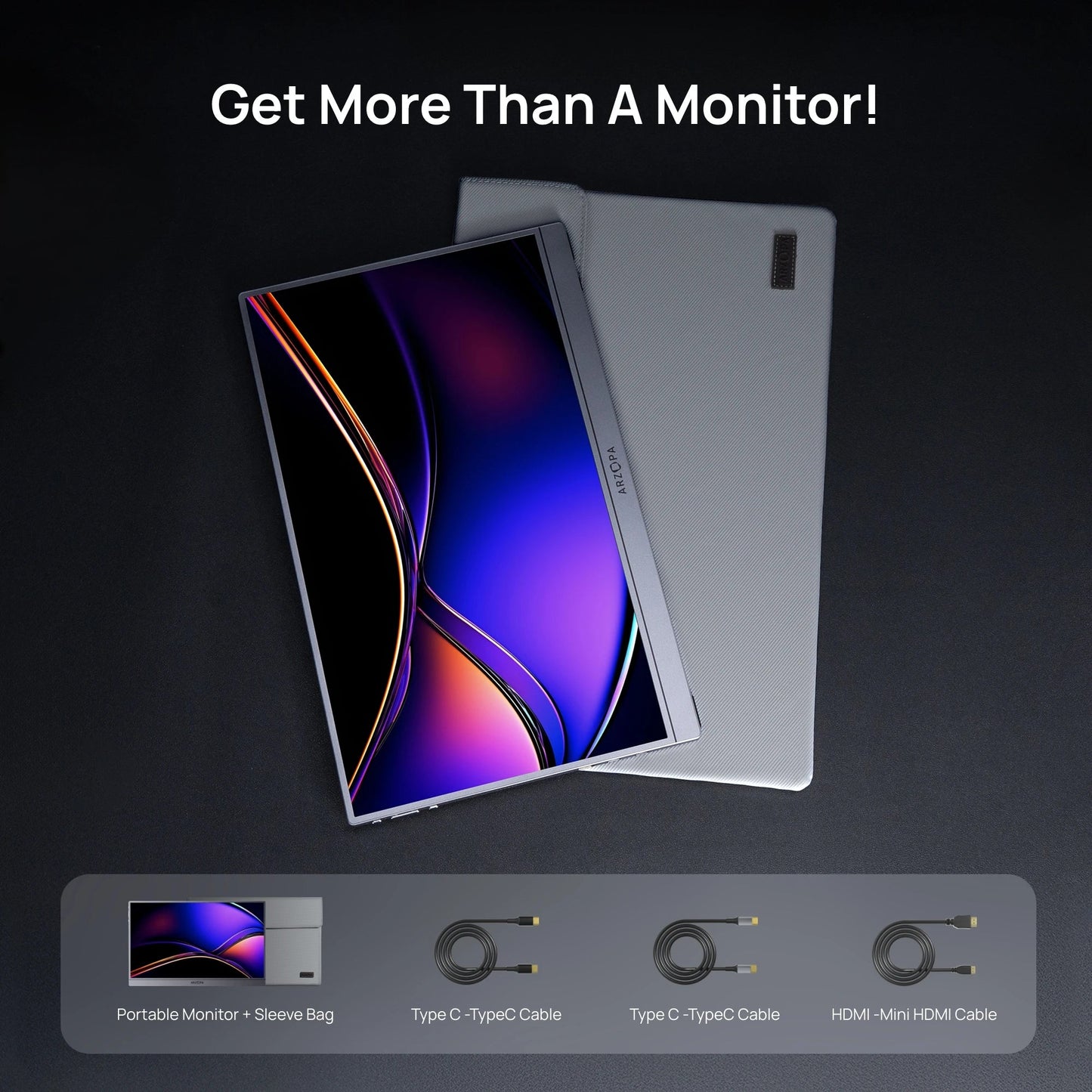 [New] ARZOPA 16.1'' 144Hz Portable Monitor,106% sRGB,1080P,with storage Bag,External Second Screen,Z1FC-Grey Techelectronicx
