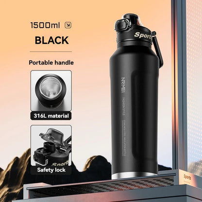 1.5L Insulated Water Bottle Stainless Steel Cold Hot Insulated Cup Vacuum Thermos Bottle Double Wall Flasks Techelectronicx
