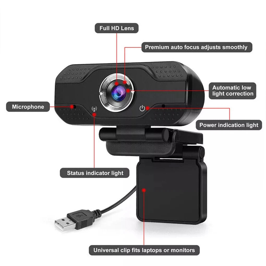 1080P Manual Focus Computer Camera HD Webcam For PC Laptop Crystal Clear Video Auto-installation Multi-angle Tripod Techelectronicx