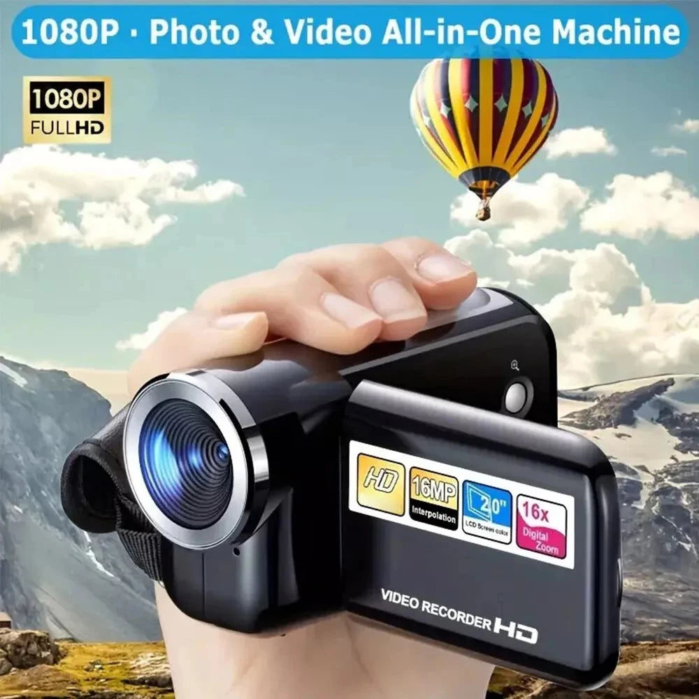 1080P Digital Camera 2 Inch Rotatable Screen Camera 16MP Vlog Camcorder Video Recorder 16x Zoom DV Video Camera with USB Cable - TechElect