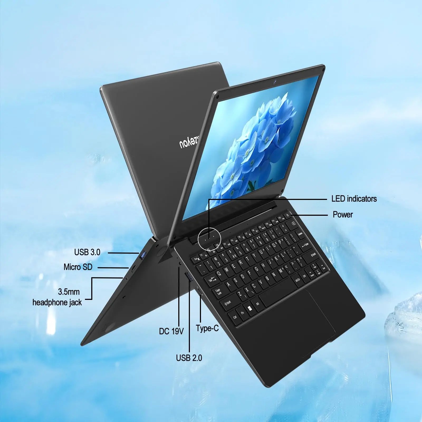 11.6 Inch Laptop, OS 11 Pro System Laptops, Slim and Lightweight Notebook HD Display, Russian- English Keyboard,Type_C 4000mAh Techelectronicx