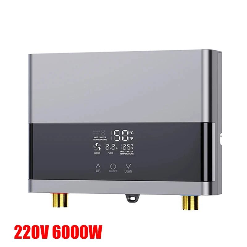110V/220V Instant Water Heater Bathroom Kitchen Wall Mounted Electric Water Heater with Remote Control LCD Temperature Display Techelectronicx
