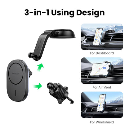 【Ship from Saudi Arabia】UGREEN Magnetic Car Phone Holder Stand 7.5W Wireless Charger For iPhone 16 15 14 13 12 Pro Max Charging - TechElect